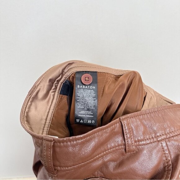 Aritzia Womens Babaton 00 Agency Vegan Leather Pant In Cognac Color - Picture 10 of 15